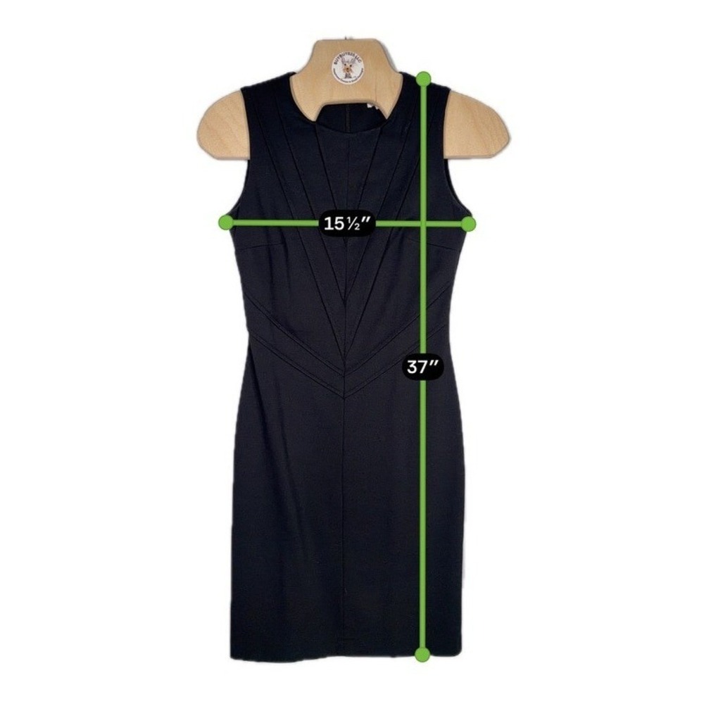 Kenar Black Sleeveless Sheath Dress Pleated Front Career Cocktail US 8 - Picture 5 of 5